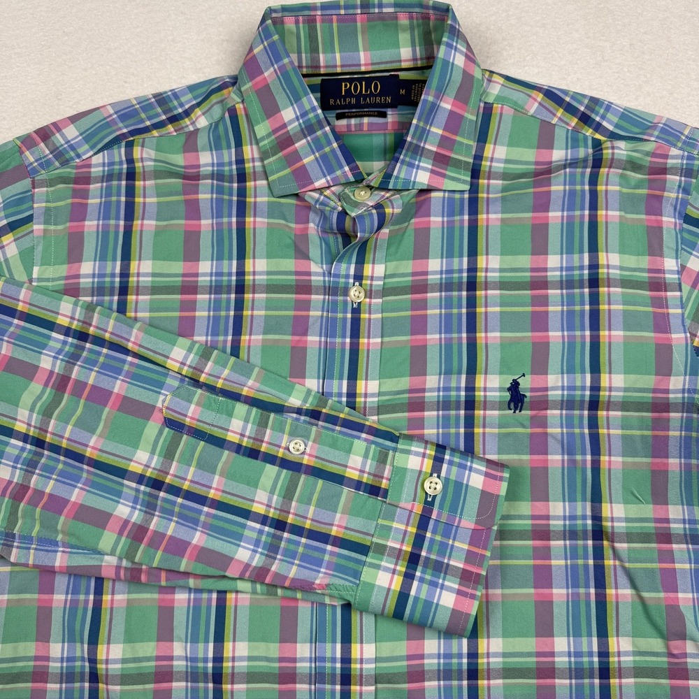 Polo Ralph Lauren Shirt Mens Medium Plaid Performance Stretch Button Up